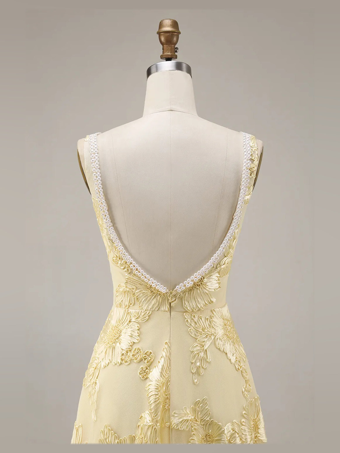 Daffodil floor-length prom dress, front view showing the a-line silhouette