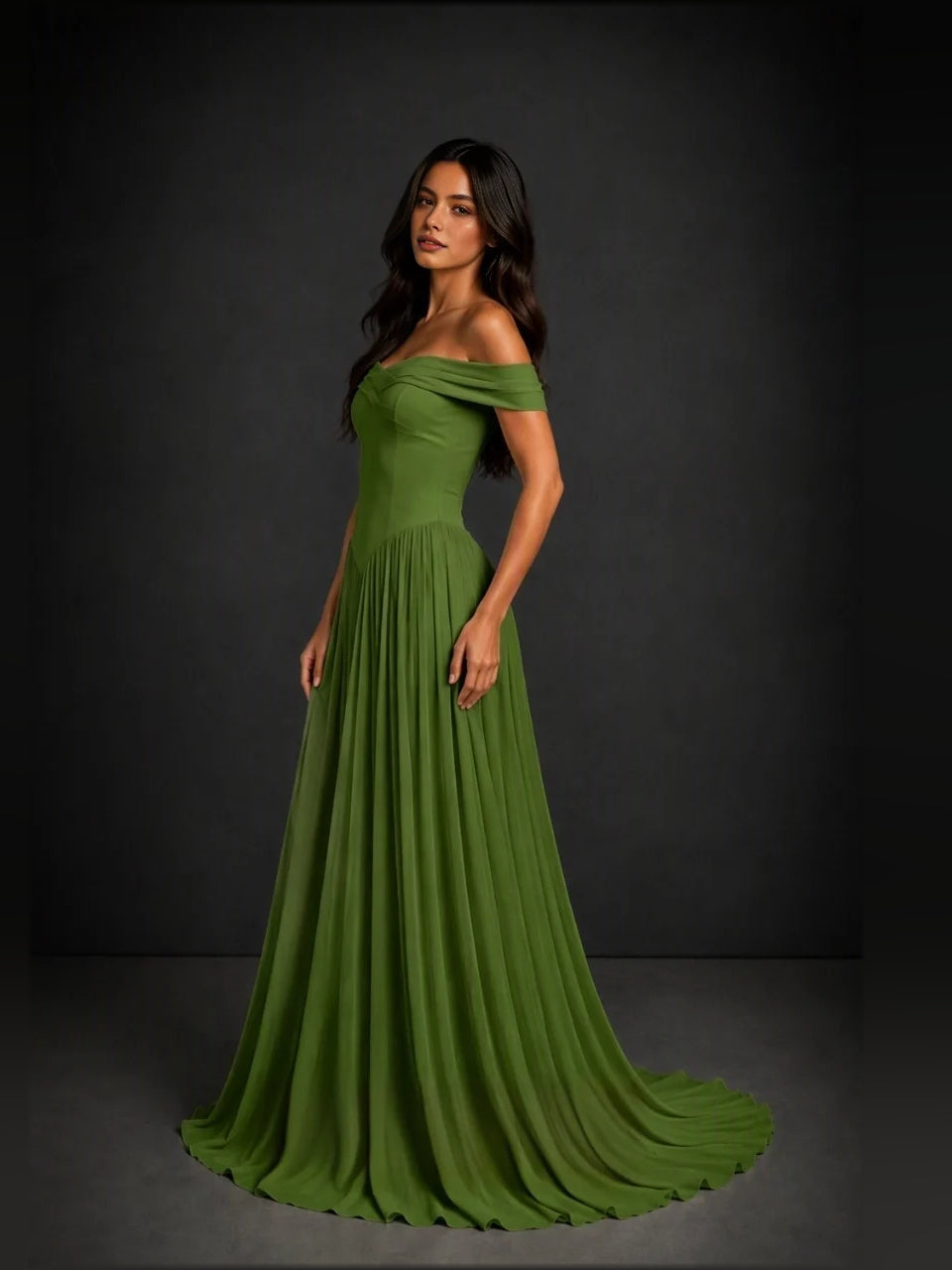 Sage Green floor-length bridesmaid dress, front view showing the a-line silhouette