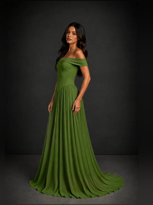 Sage Green floor-length bridesmaid dress, front view showing the a-line silhouette