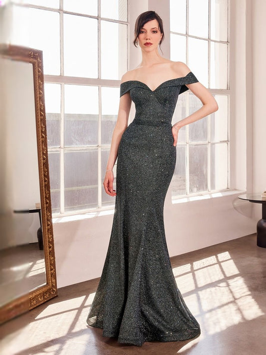 Navy Blue floor-length prom dress, front view showing the mermaid silhouette
