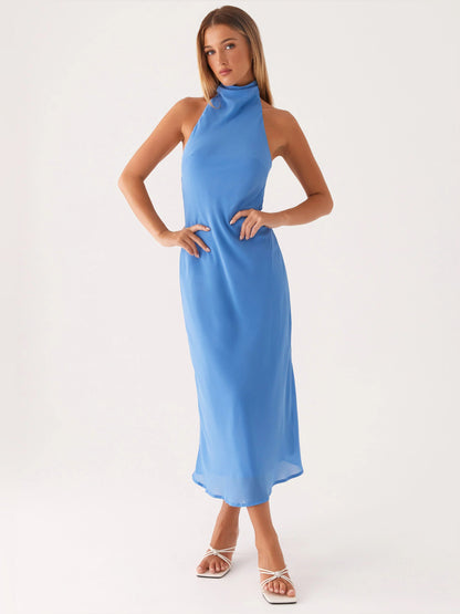 Azure midi formal dress, full-length front view