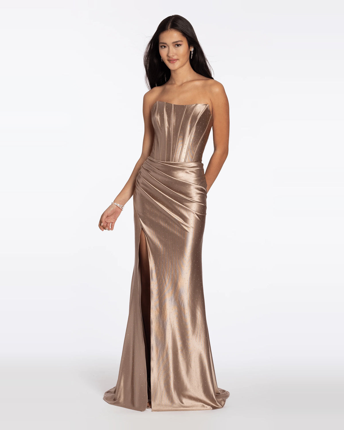 strapless column maxi prom dress - image 1