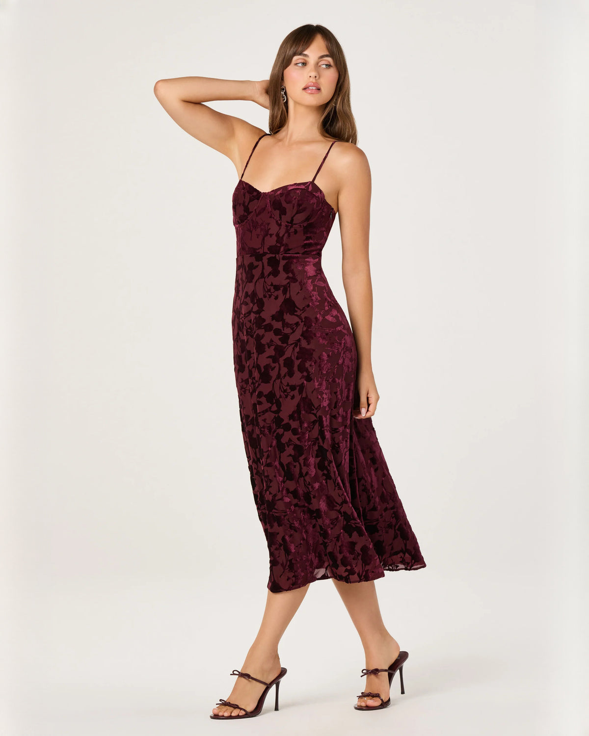 sweetheart mesh a-line midi bridesmaid dress - image 1