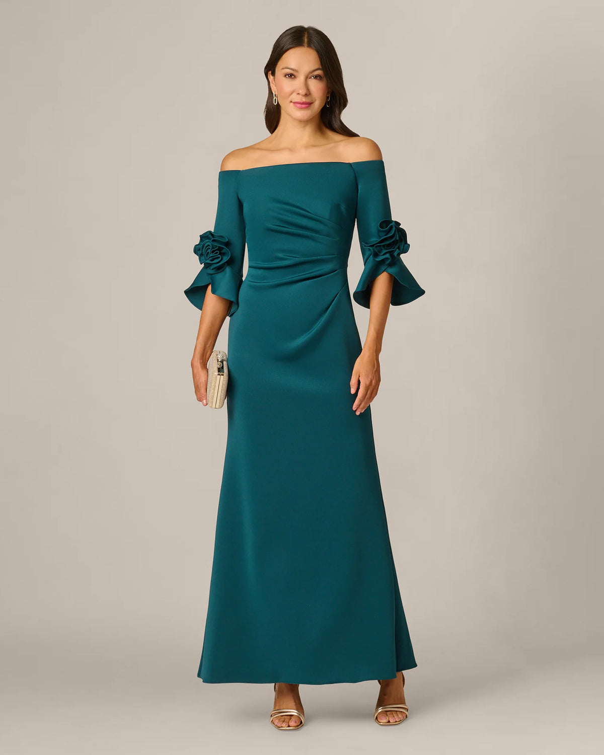 off-shoulder a-line maxi mother of the bride dress - image 1