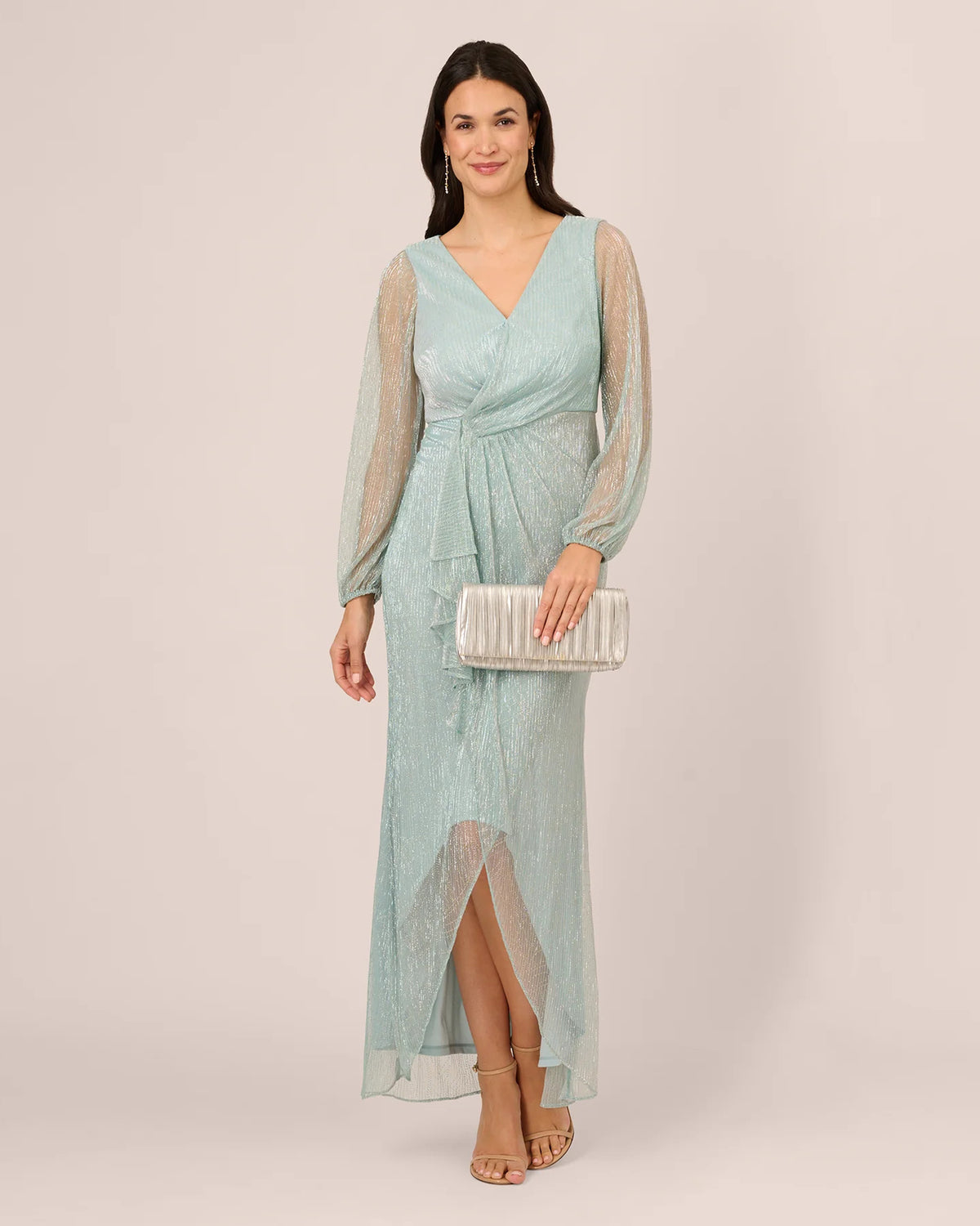 v neck wrap high-low mother of the bride dress - image 1