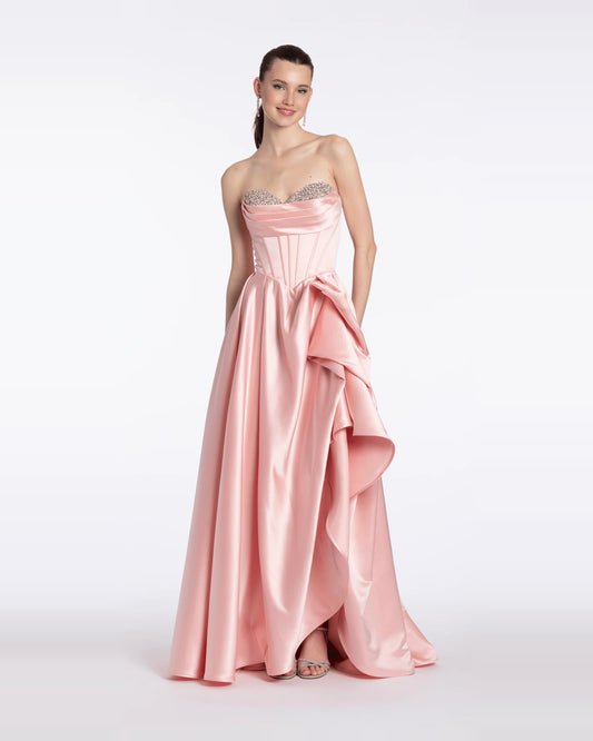 strapless a-line maxi prom dress - image 1