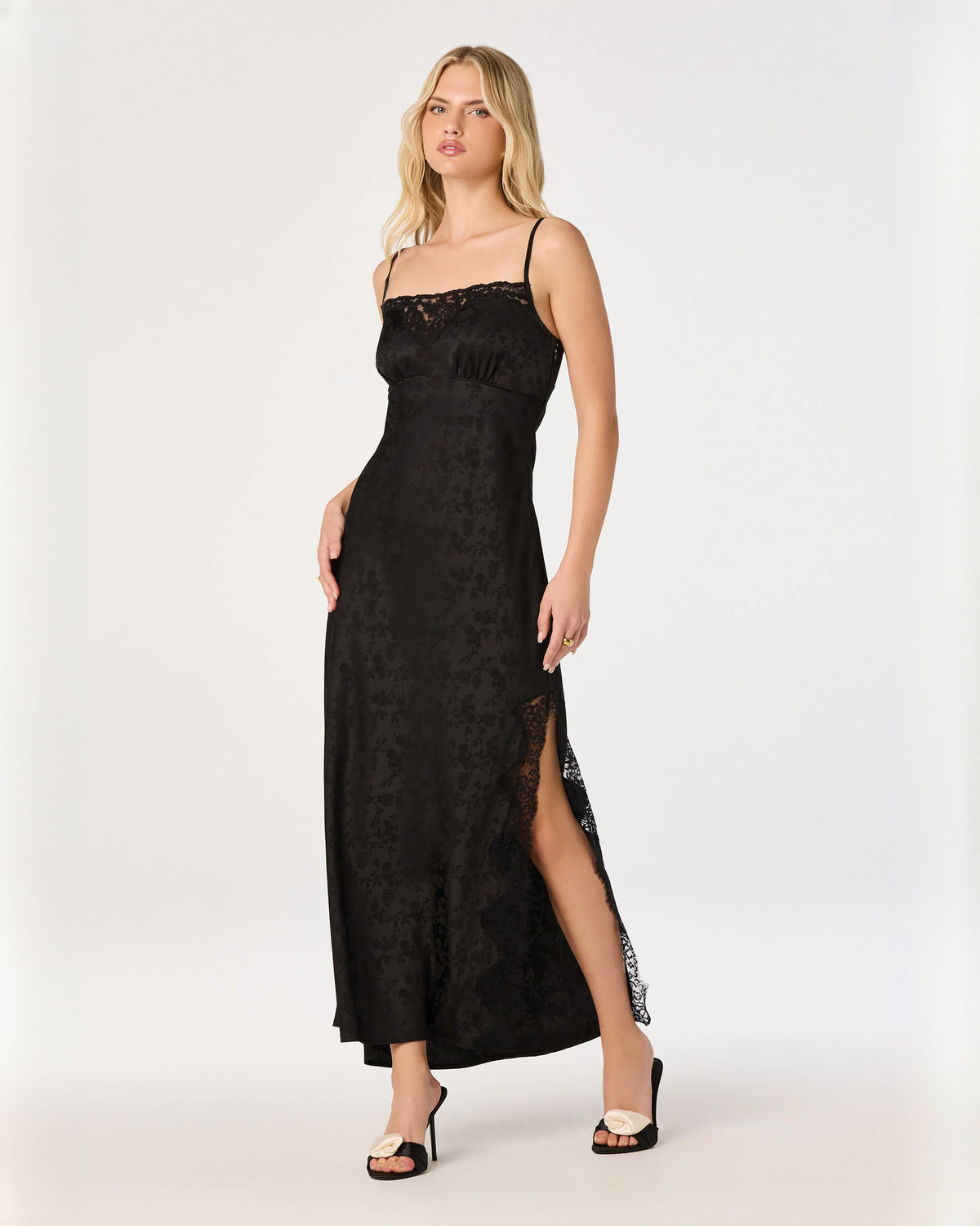 sleeveless mesh a-line maxi bridesmaid dress - image 1