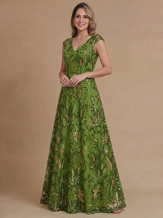 Clover maxi mother of the bride dress, front view showing the a-line silhouette