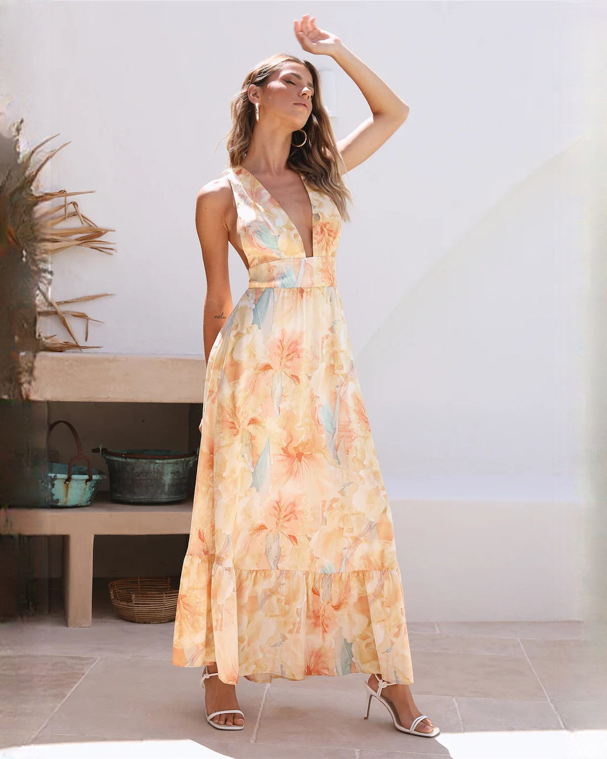 sleeveless chiffon a-line maxi bridesmaid dress - image 1