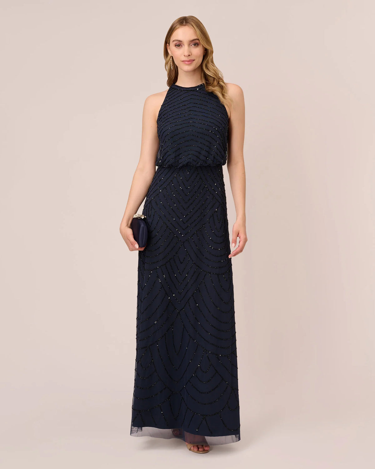 halter neck column floor-length mother of the bride dress - image 1