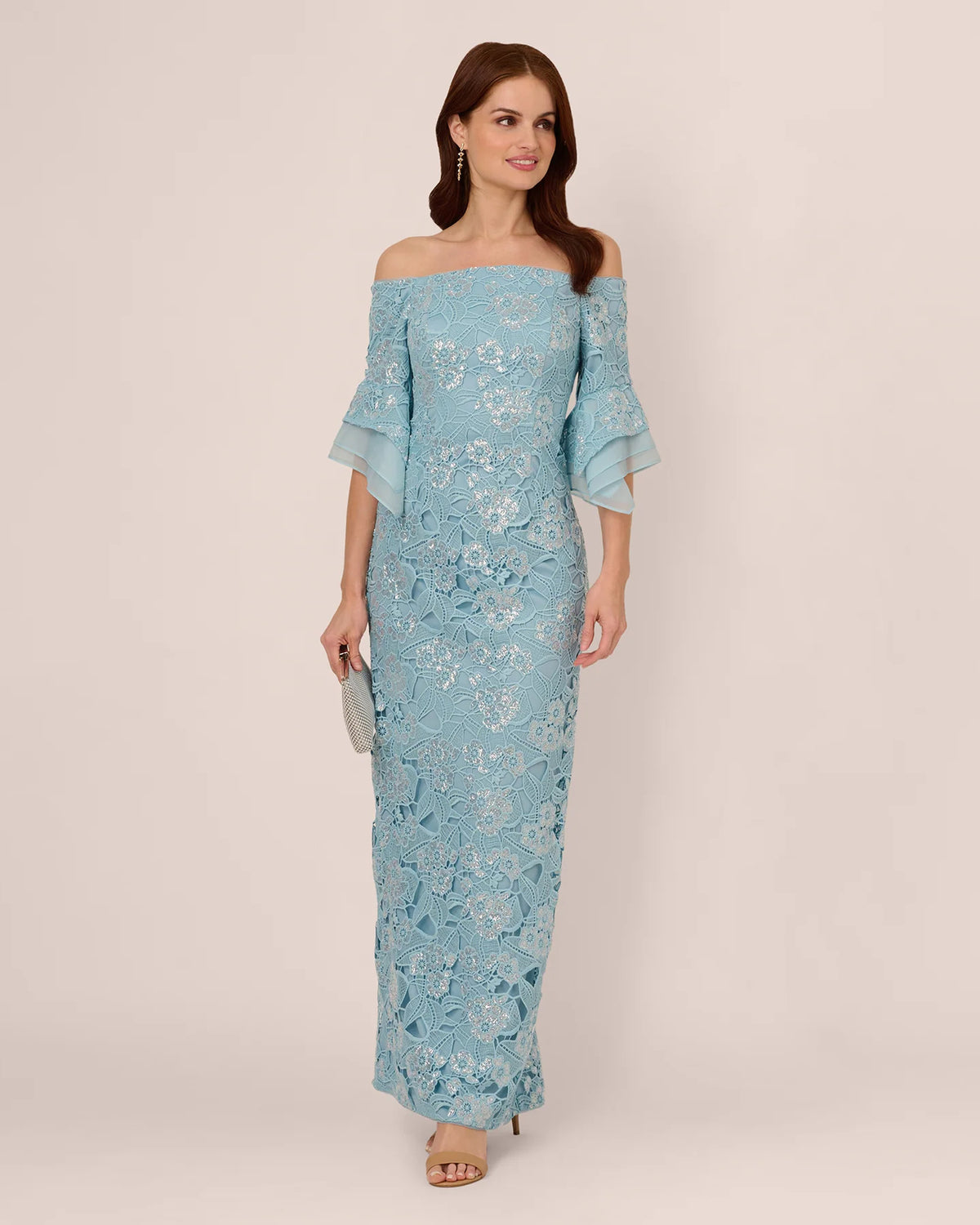 off-shoulder a-line maxi mother of the bride dress - image 1