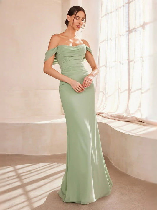 Sage Green floor-length prom dress, front view showing the mermaid silhouette