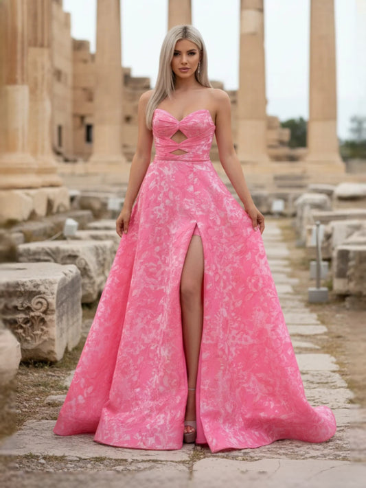 As Picture floor-length prom dress, front view showing the a-line silhouette