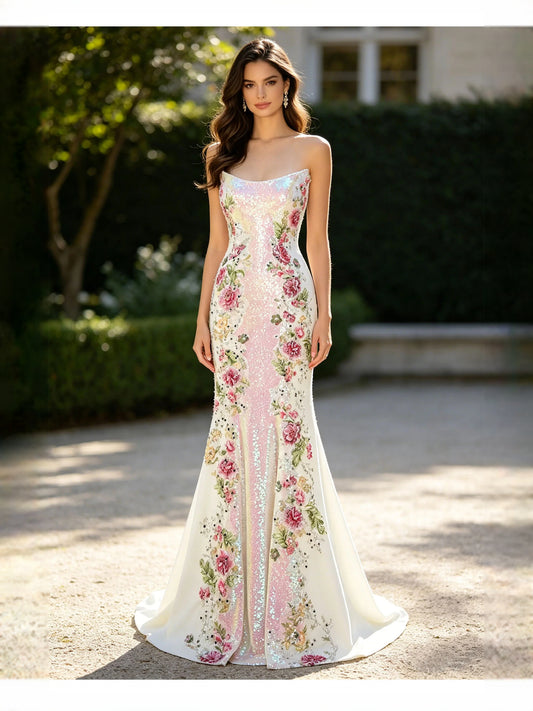 As Picture maxi prom dress, front view showing the mermaid silhouette