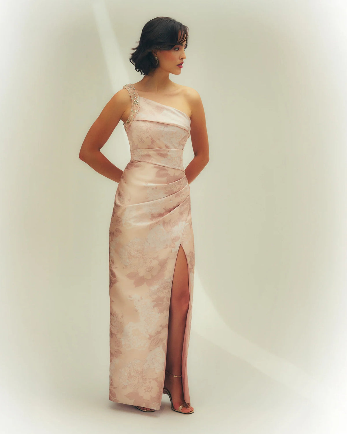 one-shoulder a-line maxi mother of the bride dress - image 1