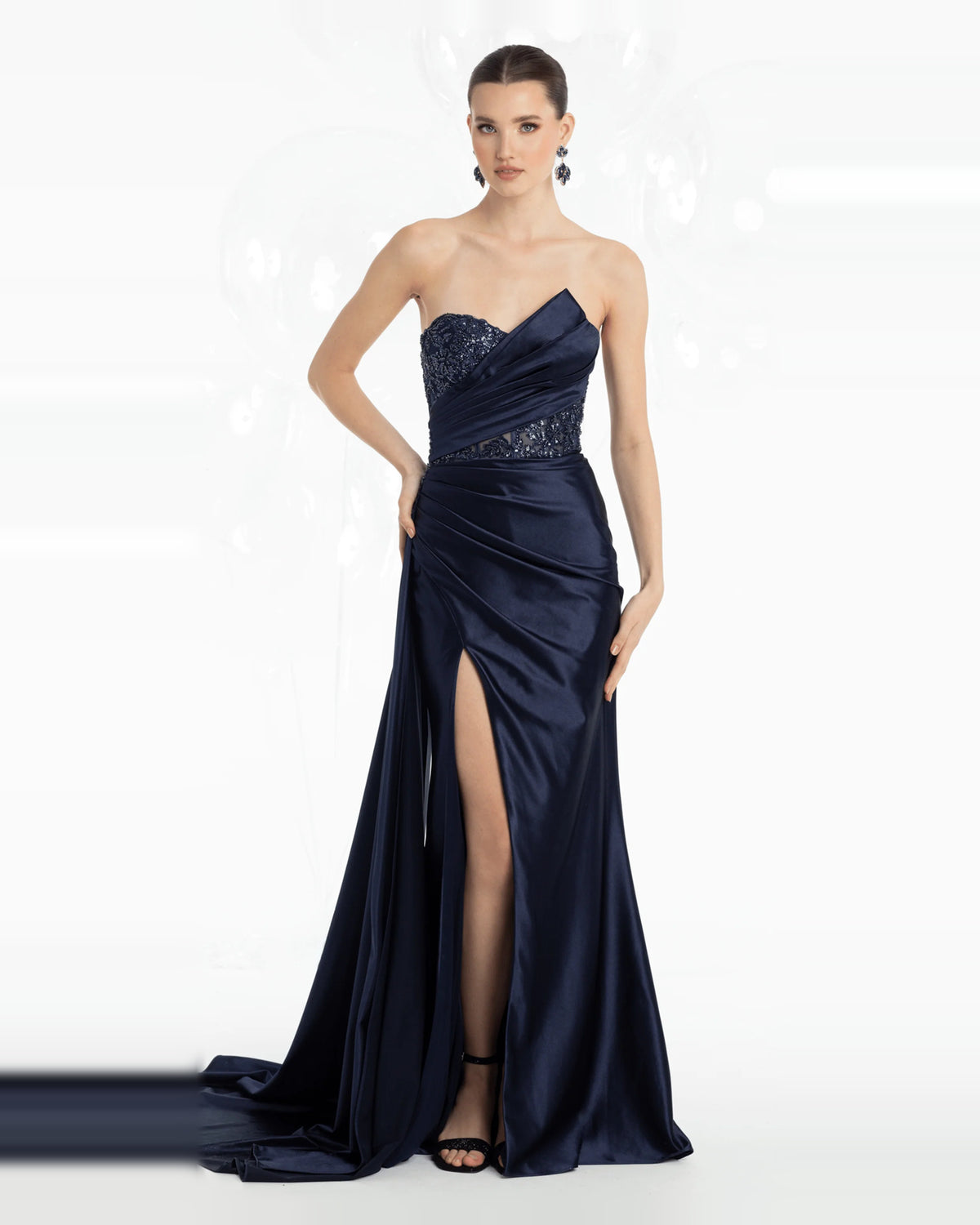 strapless column maxi prom dress - image 1
