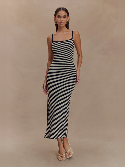White midi formal dress with printed pattern, full-length front view