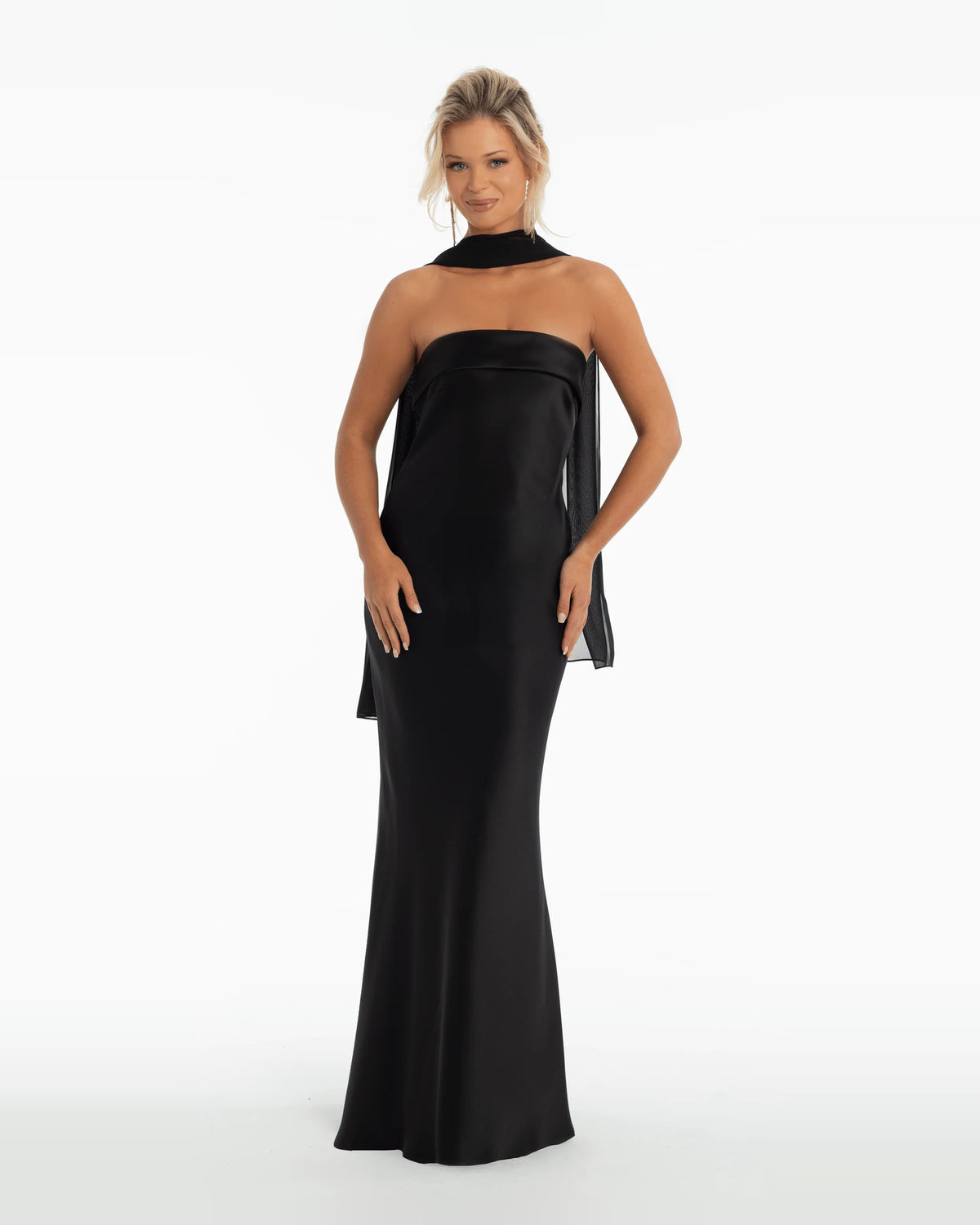 strapless column maxi prom dress - image 1