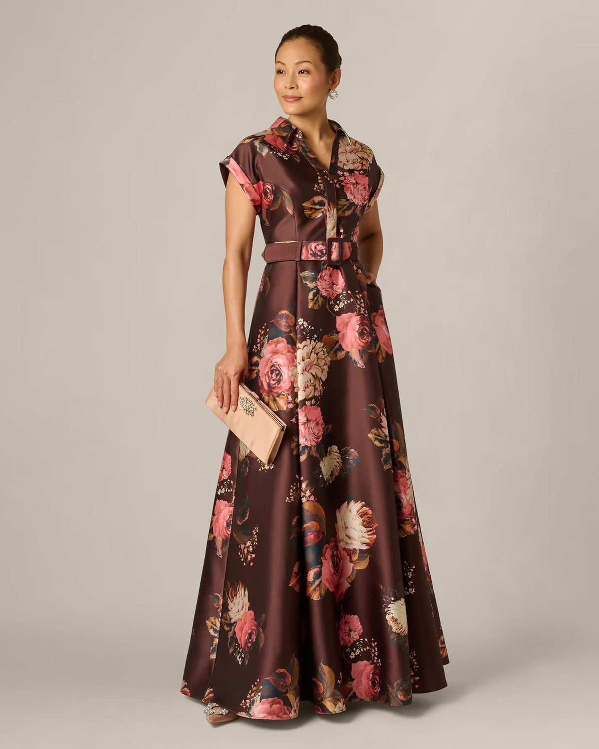 short-sleeve a-line maxi mother of the bride dress - image 1
