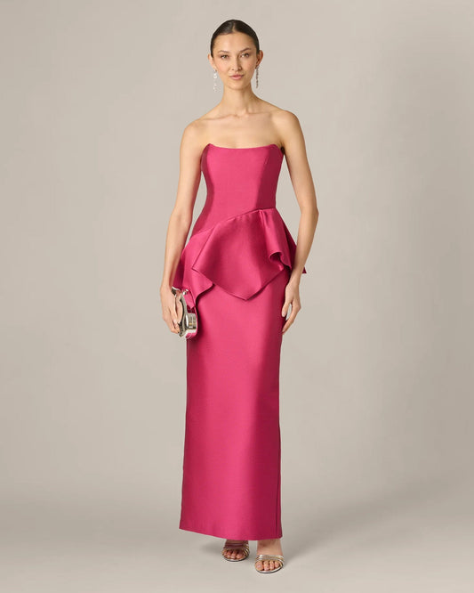 strapless a-line maxi mother of the bride dress - image 1