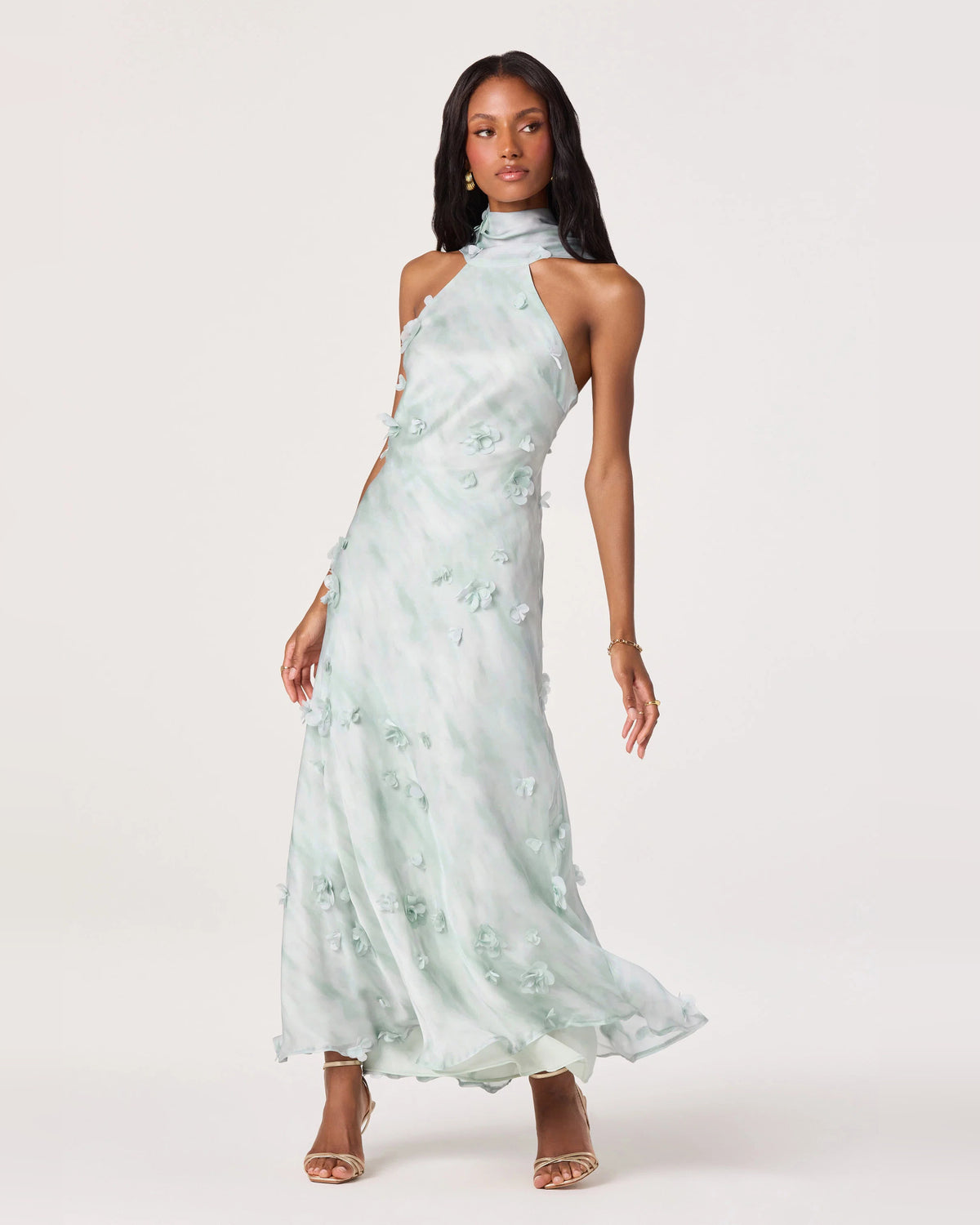 spaghetti strap a-line maxi formal dress - image 1
