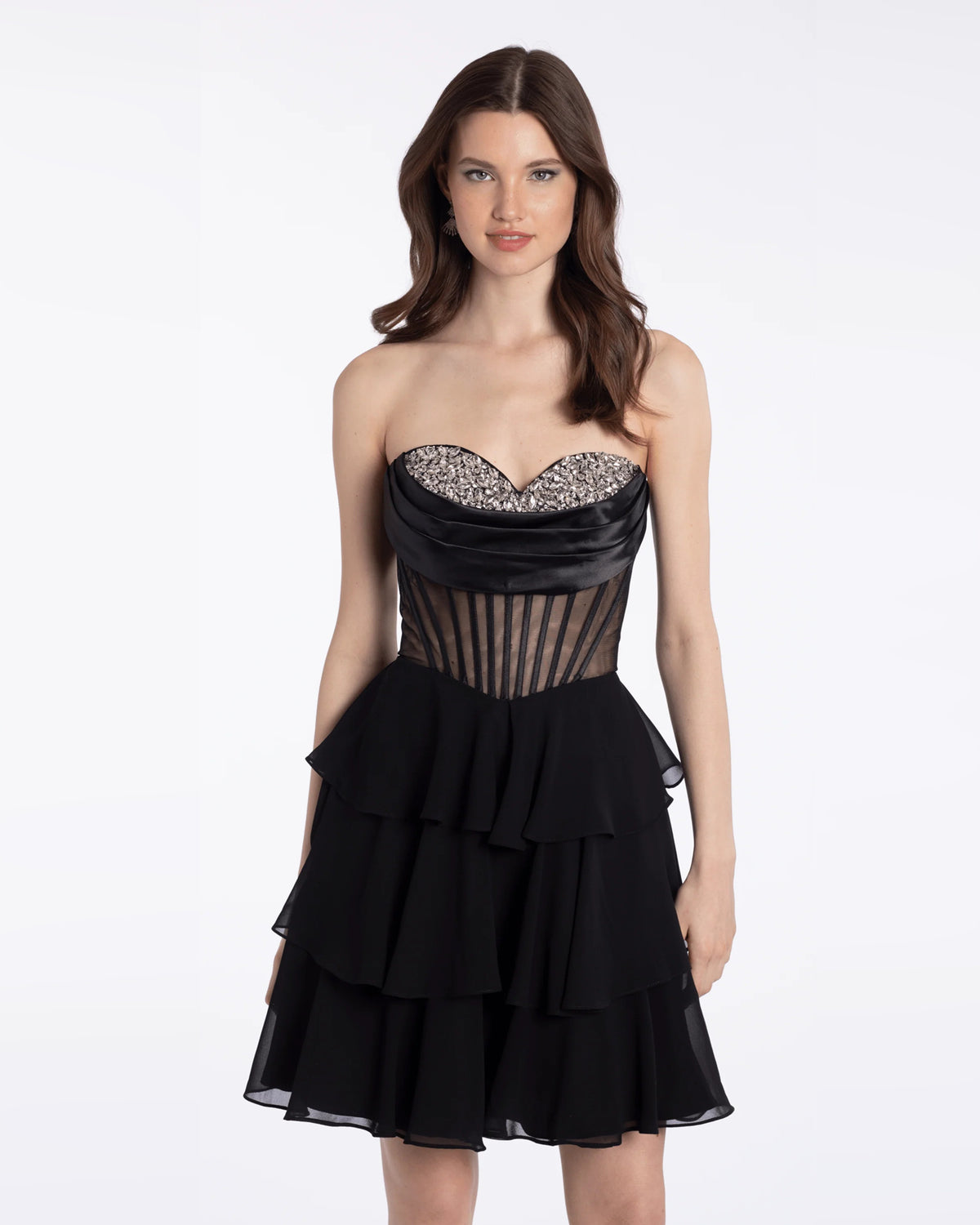 spaghetti strap fit-and-flare maxi homecoming dress - image 1