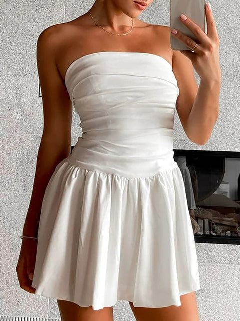 Red midi formal dress with off-the-shoulder neckline, full-length front view