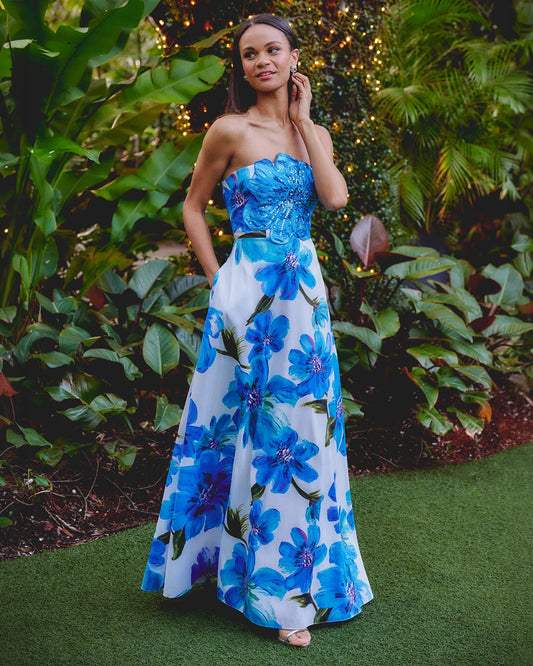 strapless a-line maxi mother of the bride dress - image 1