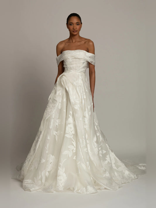 off shoulder ball-gown floor-length formal dress - image 1