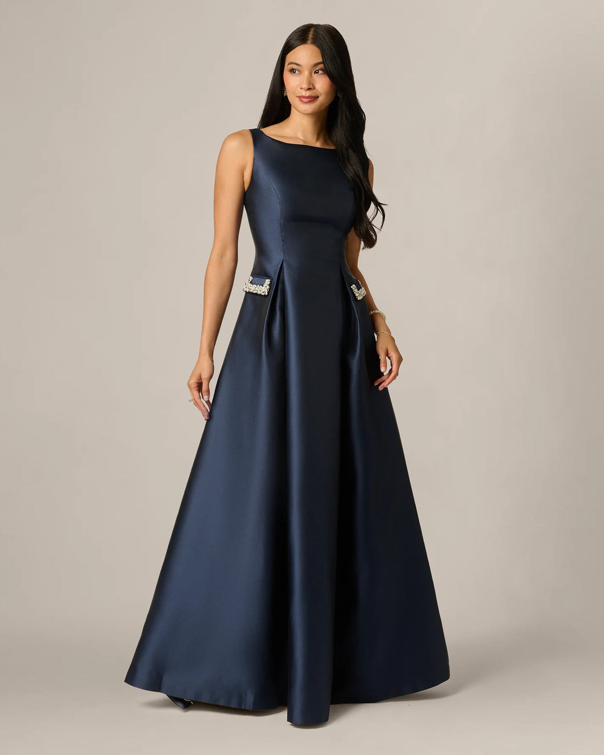 spaghetti strap a-line maxi mother of the bride dress - image 1