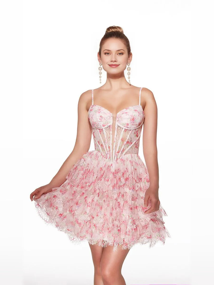 As Picture mini homecoming dress, alternate view showing the full-length silhouette