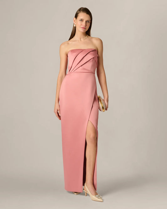 strapless a-line maxi mother of the bride dress - image 1