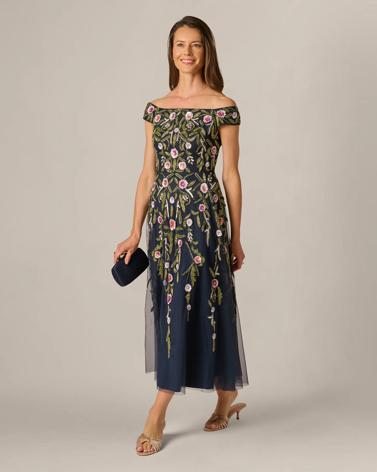 off-shoulder a-line maxi mother of the bride dress - image 1