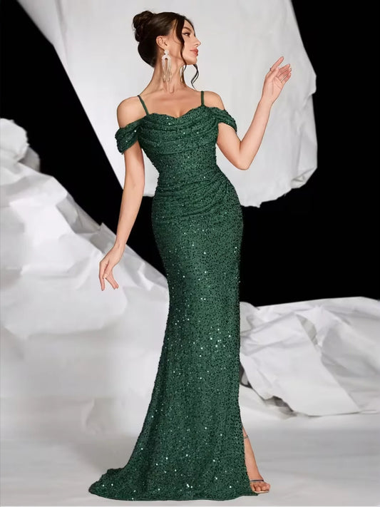 Emerald Green floor-length prom dress, front view showing the mermaid silhouette