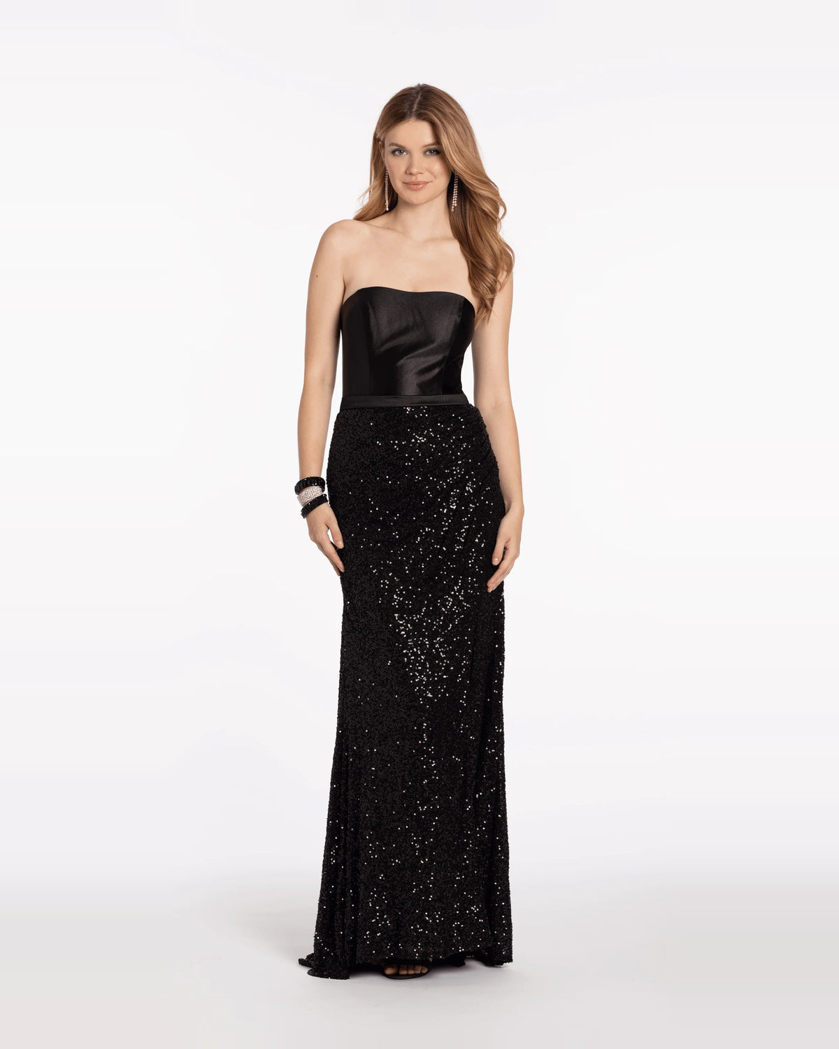 strapless column maxi prom dress - image 1