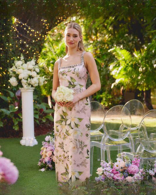 square neck a-line maxi mother of the bride dress - image 1