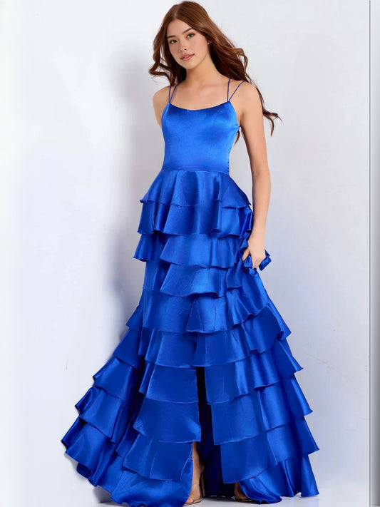 Royal Blue floor-length prom dress, front view showing the ball-gown silhouette