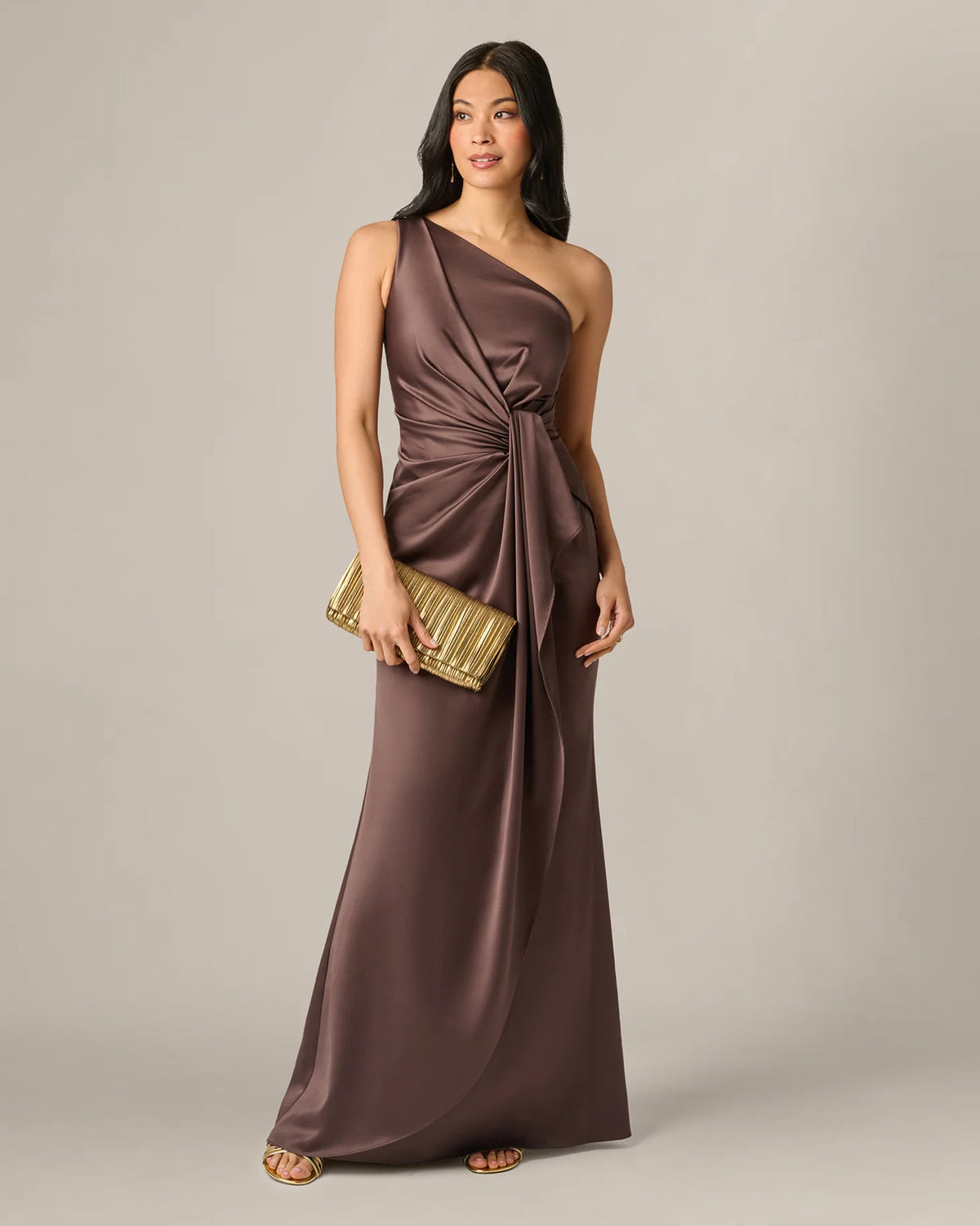 one-shoulder a-line maxi mother of the bride dress - image 1