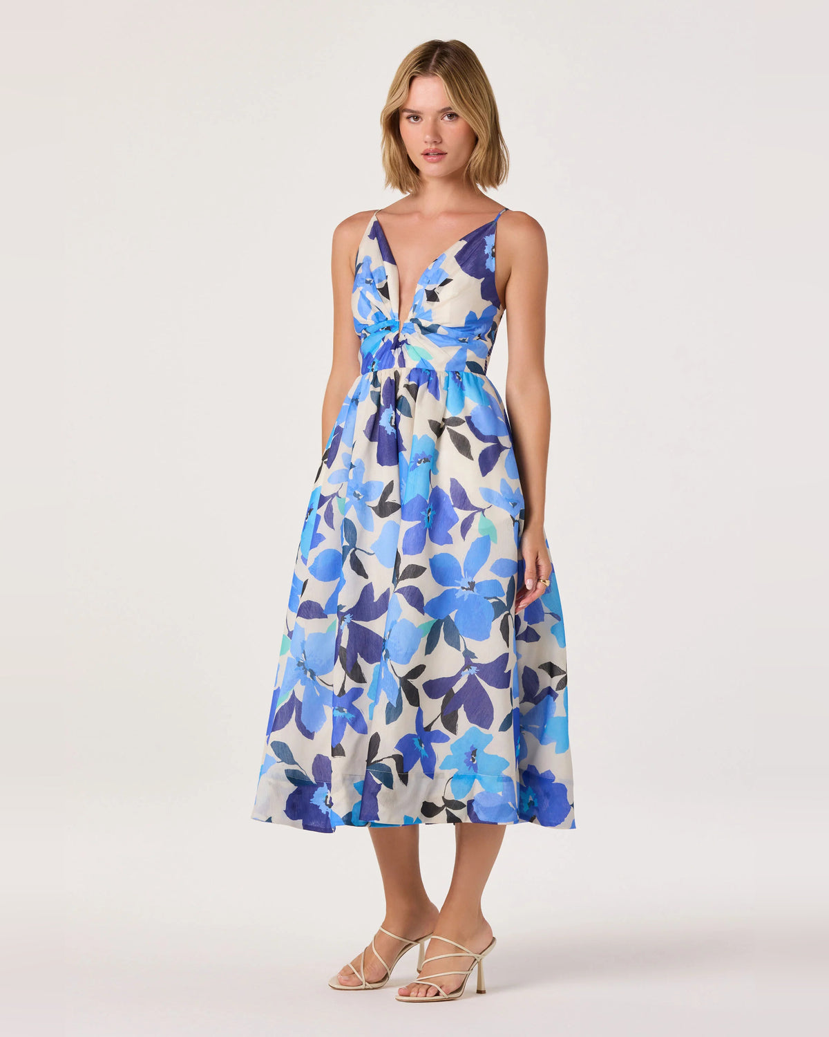 spaghetti strap a-line midi homecoming dress - image 1
