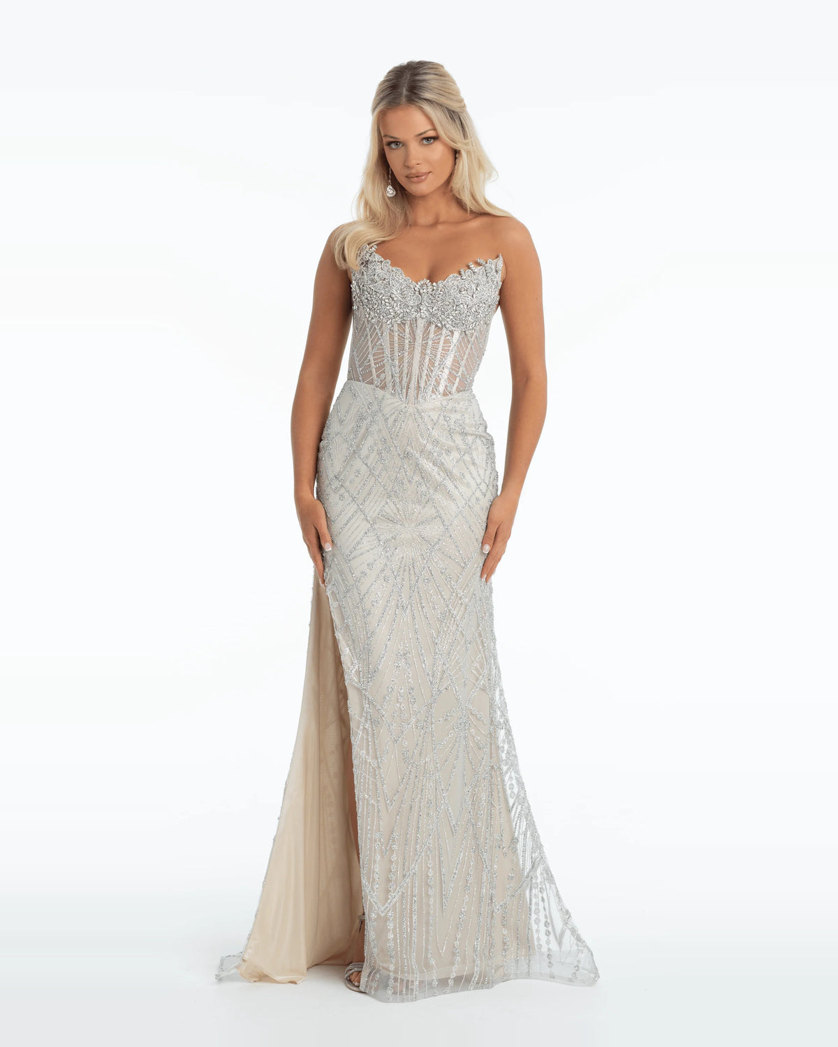 strapless column maxi prom dress - image 1