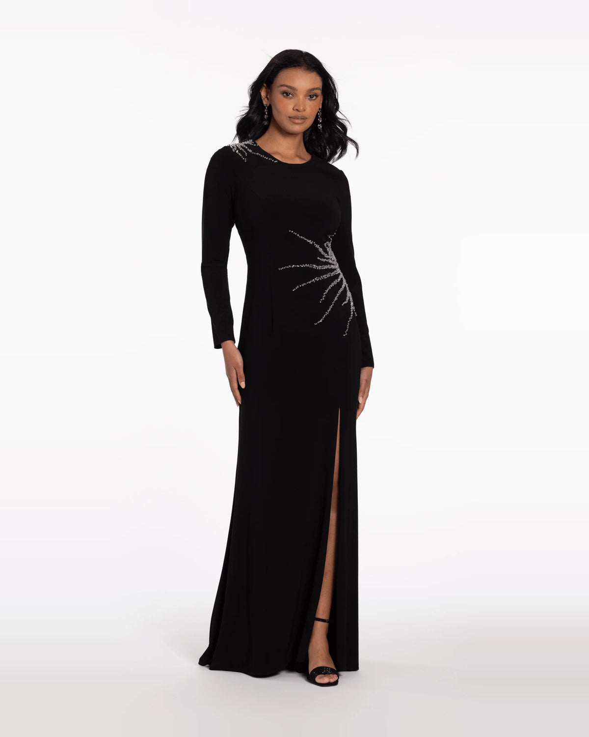 jewel neck column maxi prom dress - image 1