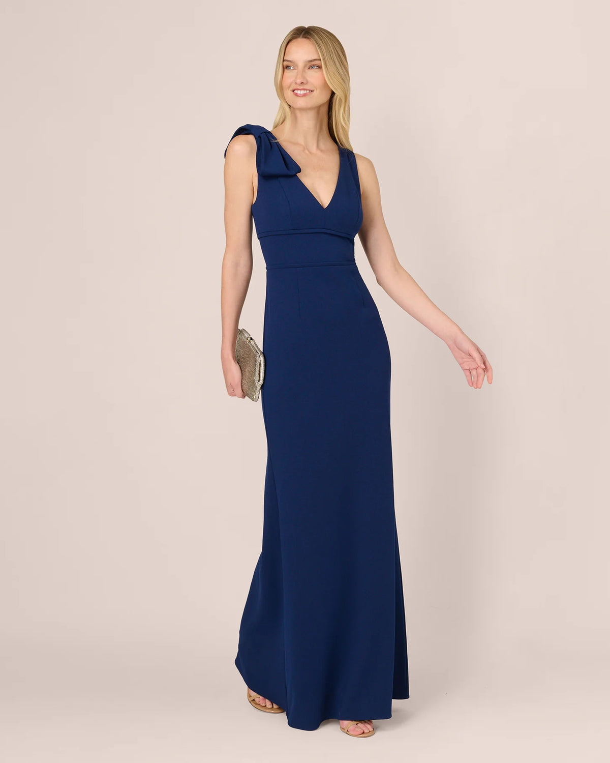 v-neck a-line maxi mother of the bride dress - image 1