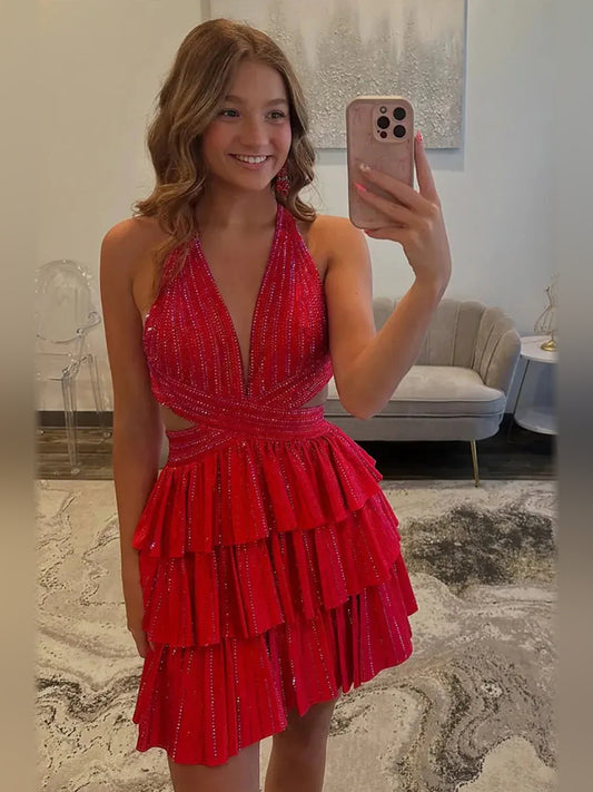 As Picture mini homecoming dress, alternate view showing the full-length silhouette