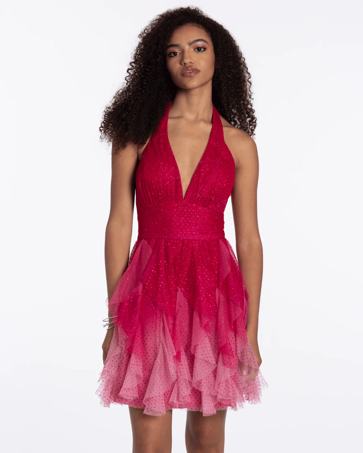 halter neck fit-and-flare maxi homecoming dress - image 1