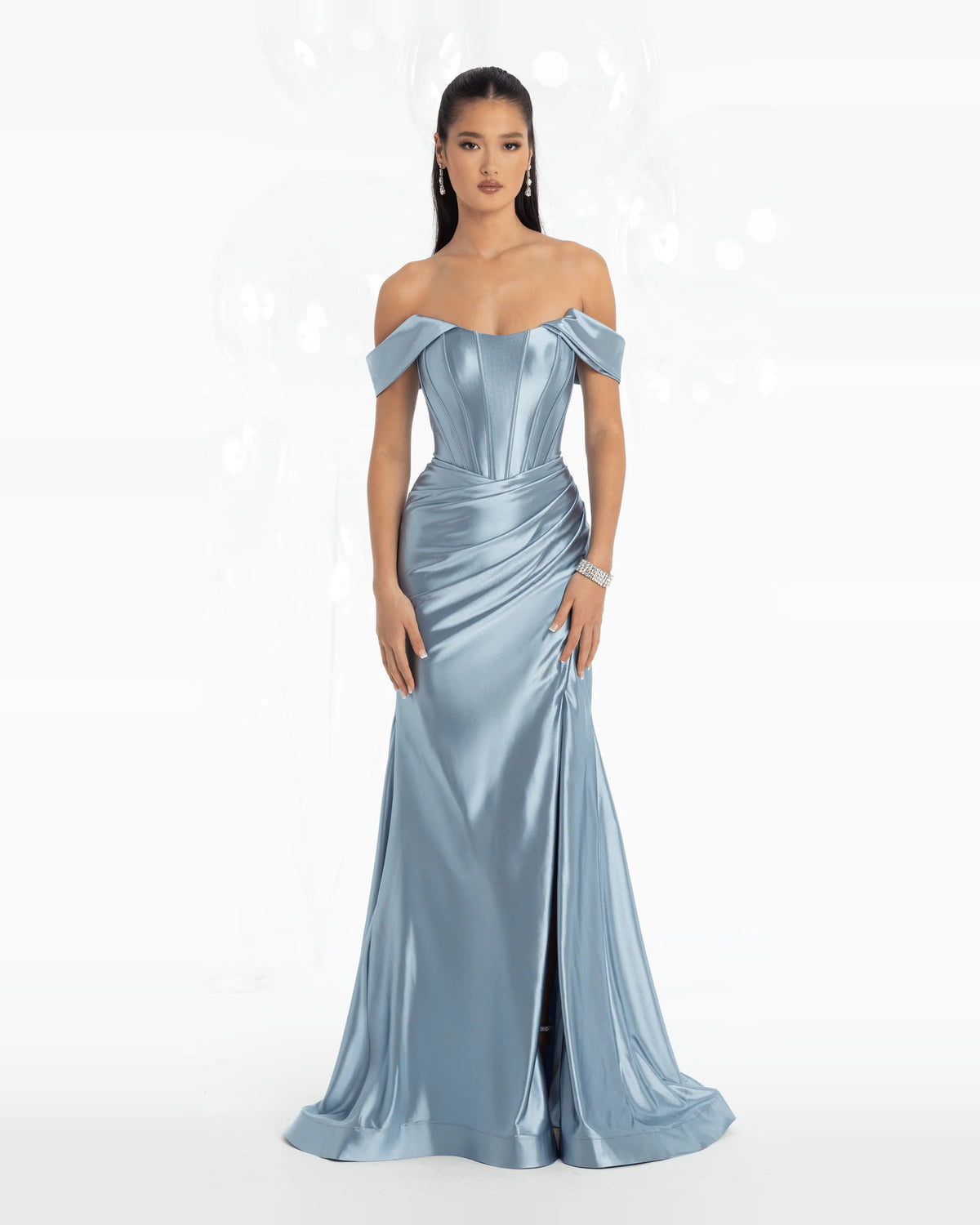 off shoulder trumpet maxi prom dress - image 1
