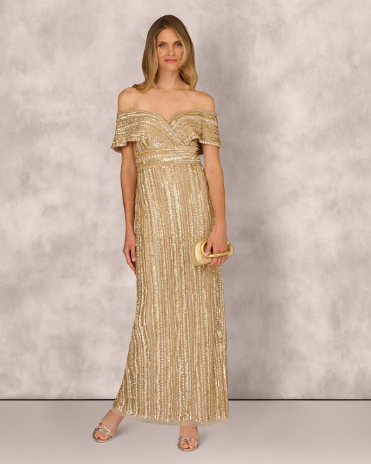 off-shoulder sheath maxi mother of the bride dress - image 1