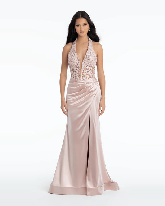 halter neck trumpet floor-length prom dress - image 1