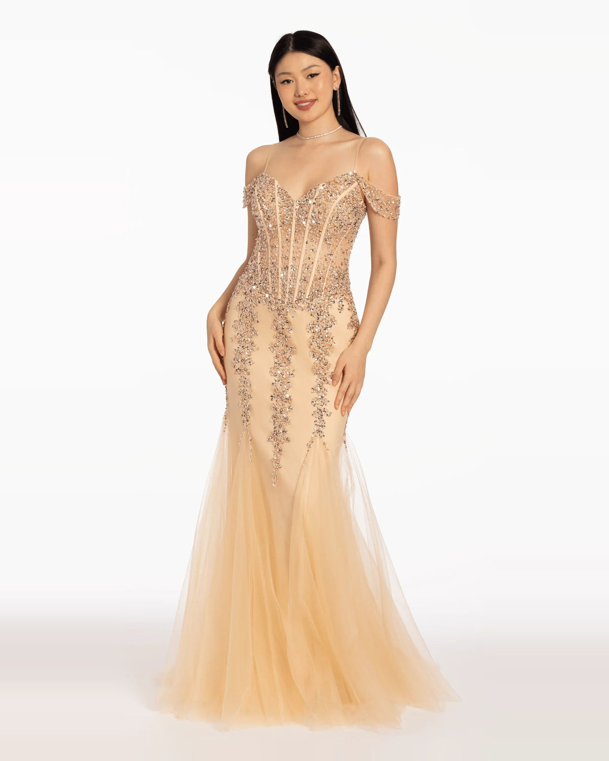 off shoulder mermaid floor-length prom dress - image 1
