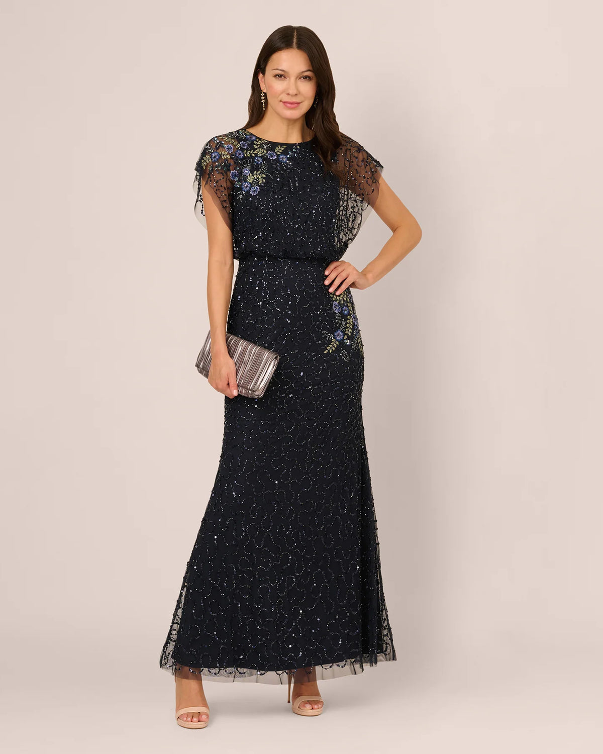 short-sleeve a-line maxi mother of the bride dress - image 1