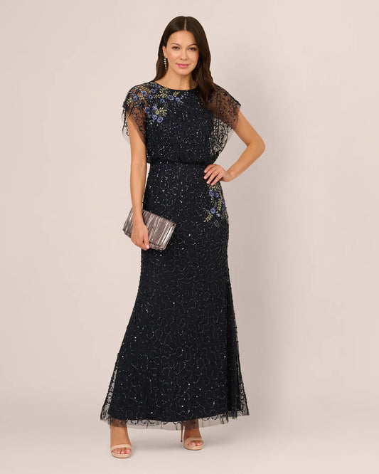 short-sleeve a-line maxi mother of the bride dress - image 1